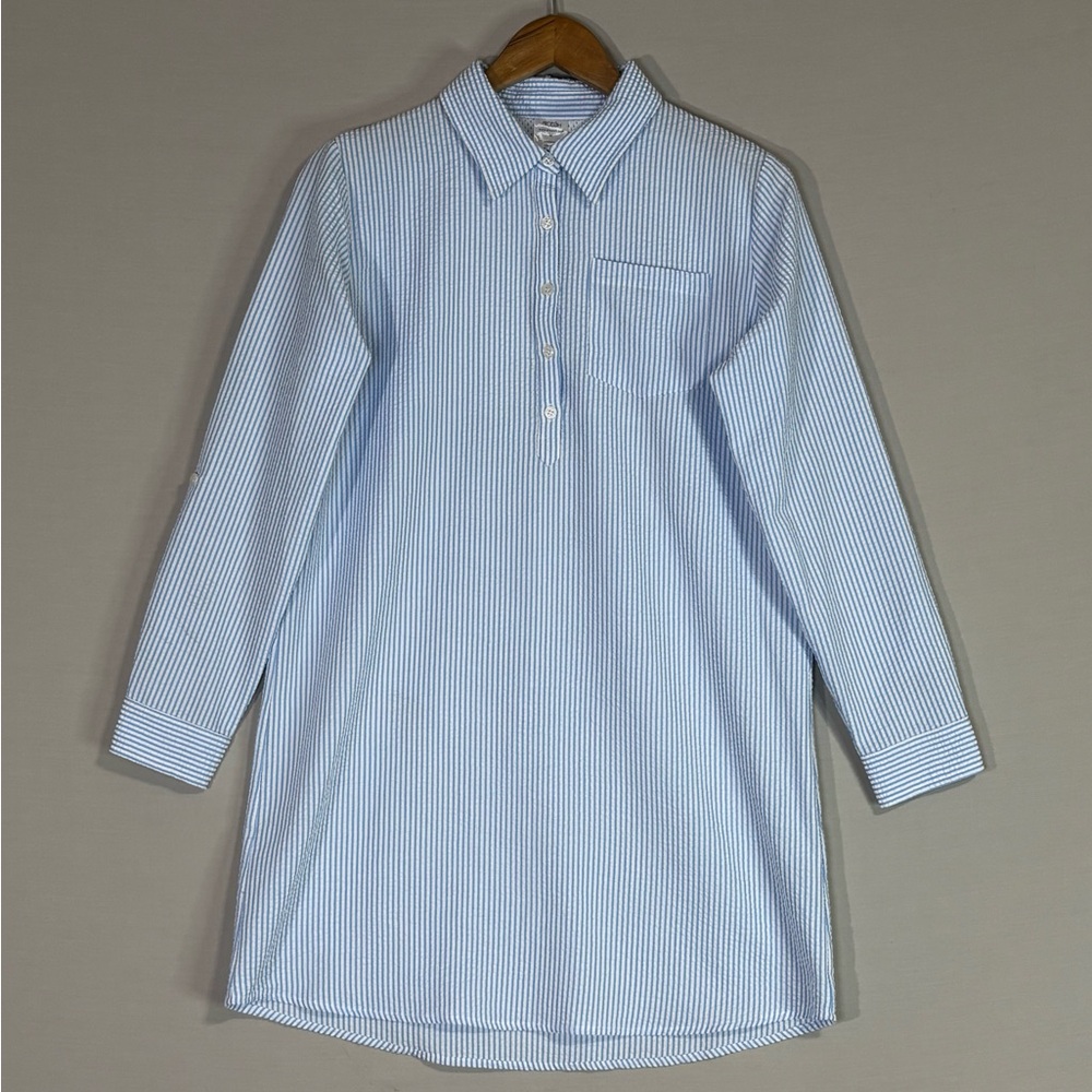 ProDOH Seersucker Fishing Shirt Blue Stripe Performance Vented Mens